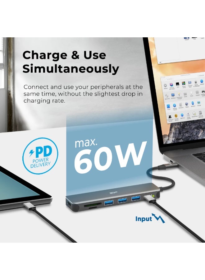 سيليكون باور موزع الطاقة سيليكون باور SU20 من النوع C بتقنية الشحن السريع 7 في 1 USB3.2 لأجهزة ماك بوك - Image 2